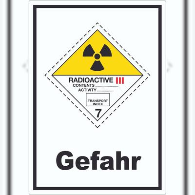 HB-Druck Aufkleber radioaktive Stoffe Radioactive Gefahr III-GELB A7 (74x105mm)