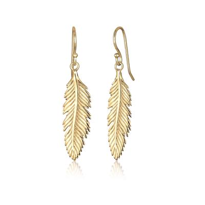 Paar Ohrhänger ELLI "Ohrringe Ohrhänger Feder 925 Sterling Silber" Gr. 40, gold, Ohrringe, Damen, 40, ohne Stein, Silber 925 (Sterlingsilber)