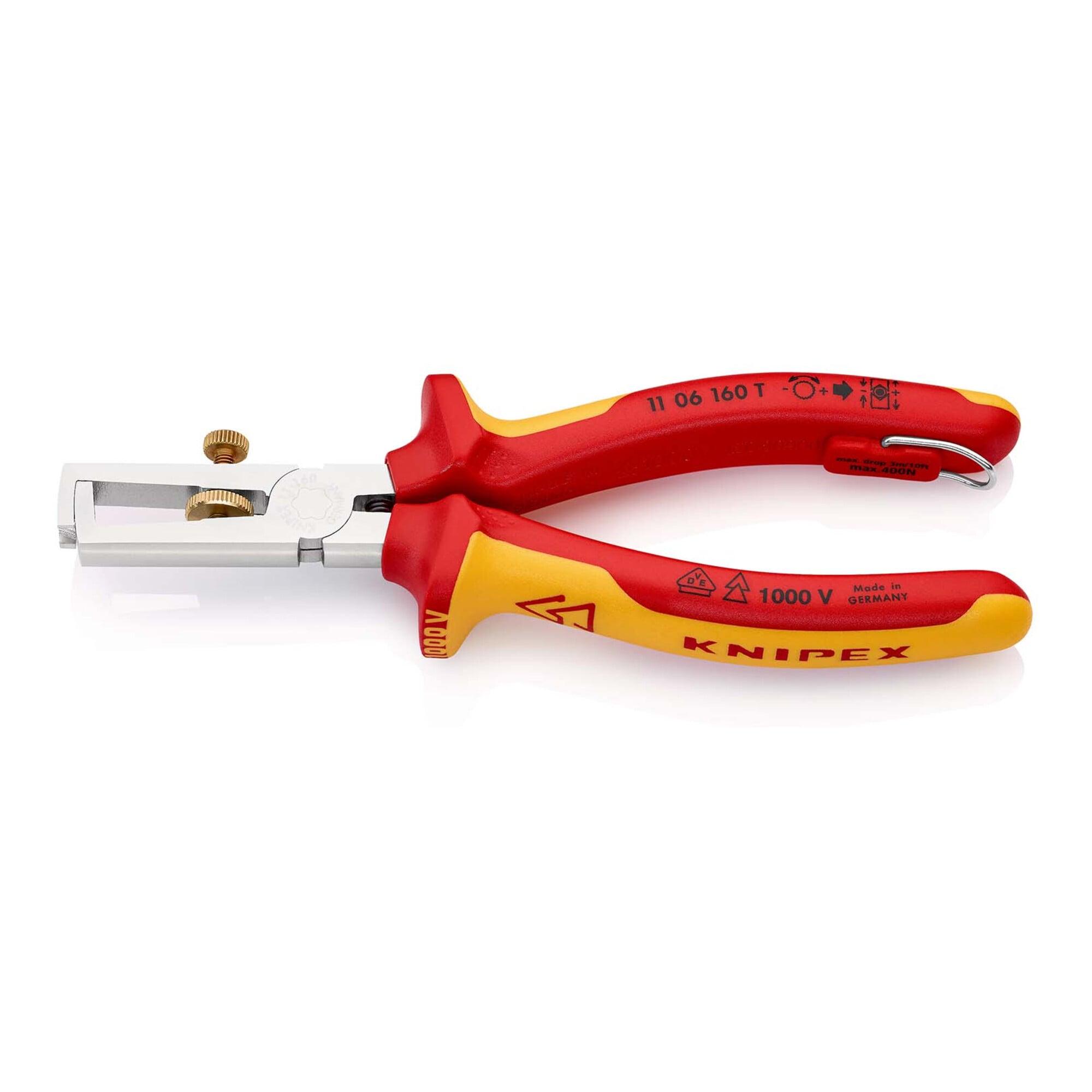 KNIPEX 11 06 160 T BK Abisolierzange mit Öffnungsfeder, universal verchromt VDE 160 mm)