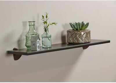 Wallscapes Black Wood Wall Shelf Classic Display with Bronze Pelican Brackets