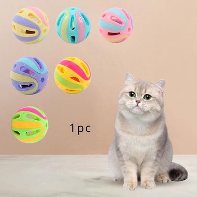 Inspire Select Colorful Bell Cat Ball Toy Interactive Jingle Chase Ball For Cats & Kittens random Color 1 Pc