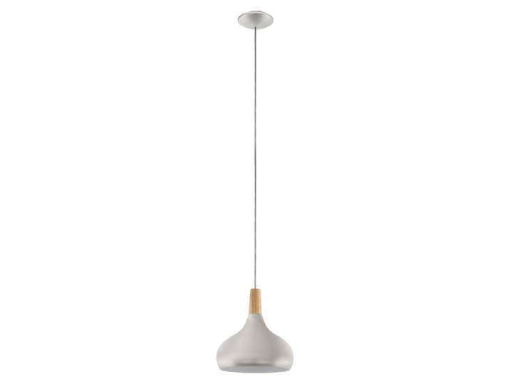 EGLO Lampe à suspendre Sabinar\, lampe à suspendre en acier et bois\, lampe à suspendre en argent brossé\, marron\, douille E27\, Ø 28 cm\,
