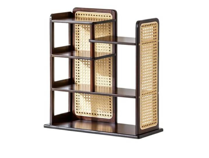 SNDISNV Tisch-Getränkehalter for den Wandschrank aus Rattan Mehrschichtiges Ins-Kaffeetassen-Ausstellungsregal for die Küche(01,Length 50cm)