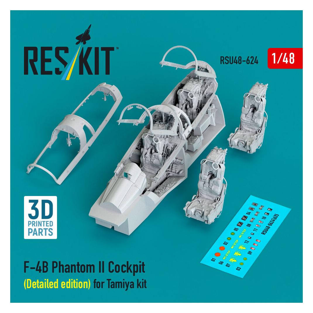 ResKit F-4B Phantom II Cockpit (Detailed edition) (3D Printed) for Tamiya (RSU48-0624)