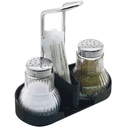 FACKELMANN Menage Glas, 3-tlg., Salz, Pfeffer, Zahnstocher, Höhe: 150 mm