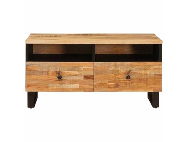 KTHLBRH Couchtisch Braun 80 x 54 x 40 cm mit Schublade Massives Mangoholz, 2 Schubladen, einfache Montage, einfache Wartung