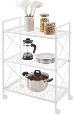 No 3-Tier Metal Storage Rack with Wheels