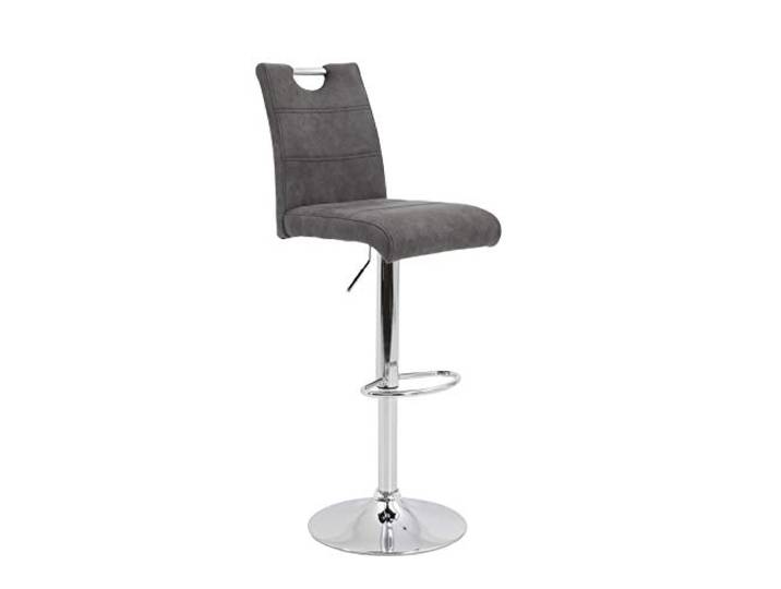 Hela Tische Barhocker Bistrohocker Miranda, Microfaser Grau Trompetenfuß, Mit Lift, 360° drehbar, Sitzhöhe 60 auf 82 cm