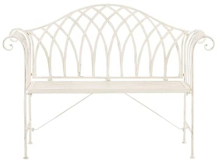 Beliani Gartenbank Metall Weiß 130 cm romantischer Stil Milazzo