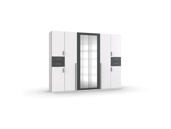Kleiderschrank Vasquez Weiss/graphit Holzwerkstoff B 270 cm - Kleiderschrank