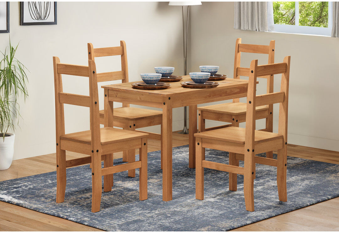 Brambly Cottage Bridewell 4 -Person Pine Solid Wood Dining Set Antique Wax/Antique Wax 4