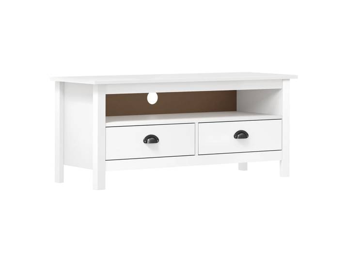 vidaXL TV-Schrank Hill Weiß 110x40x47 cm Massivholz Kiefer
