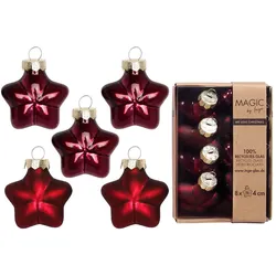 8 Christbaumschmuck Sterne 4cm Glas Christbaumkugeln matt & glänzend kleine Weihnachtskugeln Weihnachten Weihnachtsbaumschmuck Deko Dunkel Weinrot