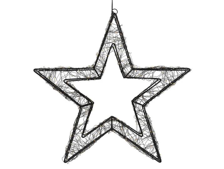 ECD-Germany Led-Weihnachtsstern 38 cm 500 LEDs Extra-Warmweiß mit Timer aus Metall, Schwarz, 38x38x8 cm, Dekoration, Weihnachtsdekoration