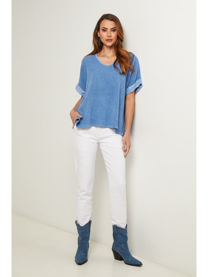 Fleur de Lin Leinen-Bluse "Gallieni" in Hellblau - M