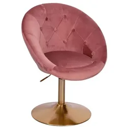 Wohnling Besuchersessel / Clubsessel Samt drehbar rosa, 67x100x62 cm