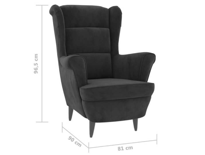 Fauteuil - VINGVO - Gris foncé - Velours - Avec accoudoirs - Style Vintage
