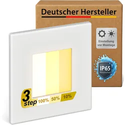 ledscom.de LED Treppenlicht/Wandeinbauleuchte FEMA für innen und außen, eckig, 80 x 80mm, warmweiß