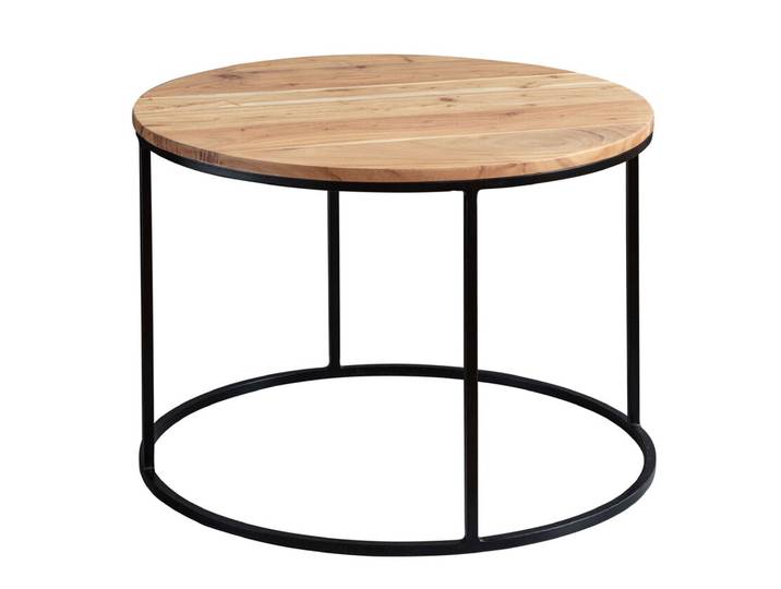 Couchtisch rund Ø 60 cm Schwarz/ Akazie massiv