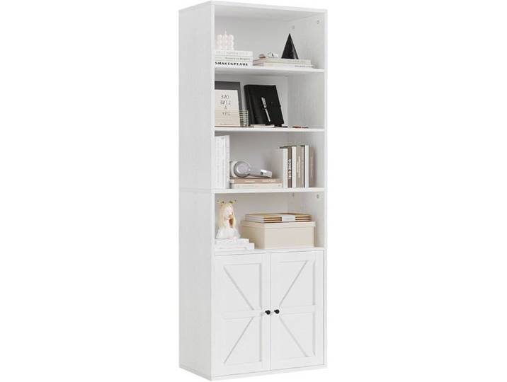 Bibliothèque sur pied - LUNSY - 181 cm de haut - 6 niveaux - 60x30 cm - Blanc - Style ferme moderne