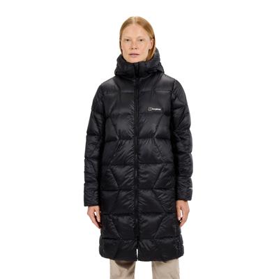 Daunenjacke BERGHAUS "EXPLORER LONG DOWN JACKET", Damen, Gr. XL, schwarz (schwarz, schwarz), Obermaterial: 100% Polyester. Futter: 100% Polyamid. Wattierung: 100% Daunen, Jacken Daunenjacke, mit verstellbarer Kapuze, aus Pertex Quantum-Material