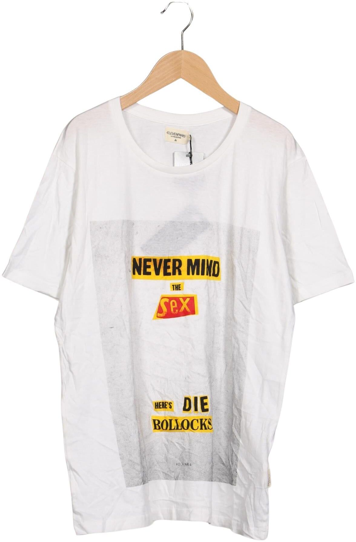 Eleven Paris Herren T-Shirt, Weiß, Gr. L, Baumwolle - Second Hand