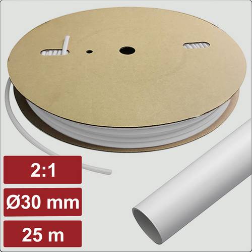 Electronic Garage EG25CA034 Schrumpfschlauch ohne Kleber Weiß 30mm 15mm Schrumpfrate:2:1 25m