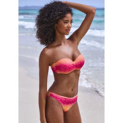 Bügel-Bandeau-Bikini BUFFALO, Damen, Gr. 42, Cup E, pink (pink, orange), Polyester, Recycling-Polyamid, Farbverlauf, Bikini-Sets, mit Farbverlauf