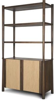 Mercana Bondi 2 Door Open Dark Brown Wood w/ Paper Rope Shelving Unit - 45.0L x 21.0W x 83.0H