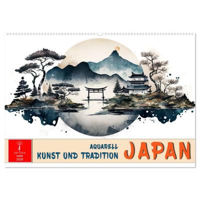 Japan - Aquarell Kunst und Tradition (Wandkalender 2026 DIN A2 quer), CALVENDO Monatskalender
