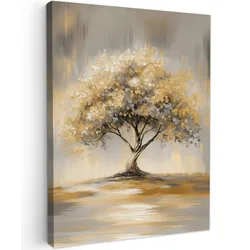 LEINWANDBILD Gemälde - Baum - Abstrakt - Blätter Room Decor 30x40 cm