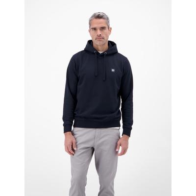 Hoodie LERROS "Sweat Hoodie", Herren, Gr. L, schwarz (classic navy), 50% Baumwolle, 50% Polyester, Sweatshirts Hoodie, Weicher Hoodie, Kapuze mit Tunnelzug, dezentes Logo, REGULAR FIT