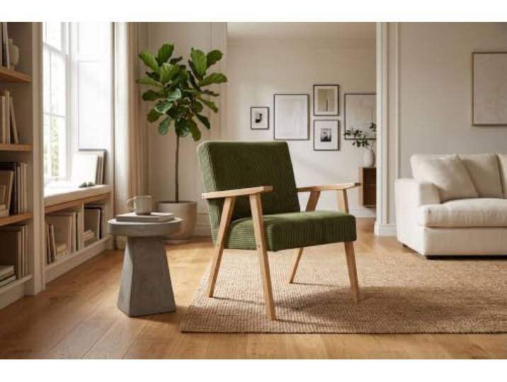 Family Meble Sessel Soler Apollo – Retro-Sessel im Vintage-Stil mit Stoff-Bezug – Grün · 246
