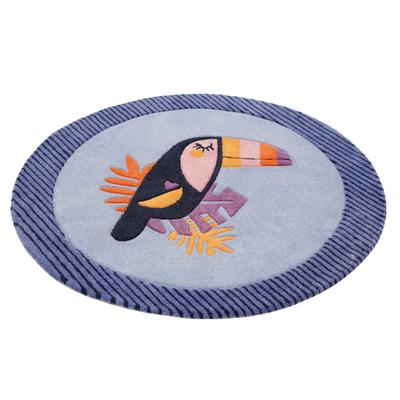 Kinderteppich ESPRIT "E-Toucan ESP-4373" Gr. 9, blau, H:9mm Ø:100cm, Kunstfaser, Teppiche, Kinderteppich, besonders weich, Motiv Toucan