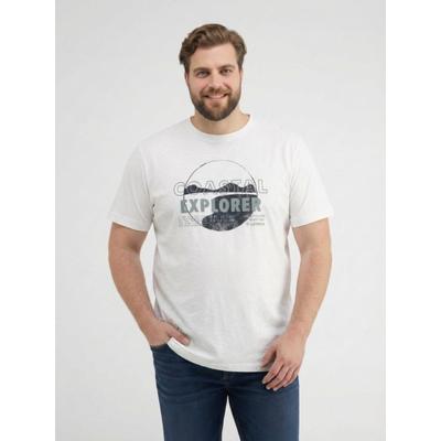 T-Shirt LERROS "T-Shirt mit O-Neck in großen Größen", Herren, Gr. 6XL, broken weiß, 100% Baumwolle, Rundhals, Shirts T-Shirt