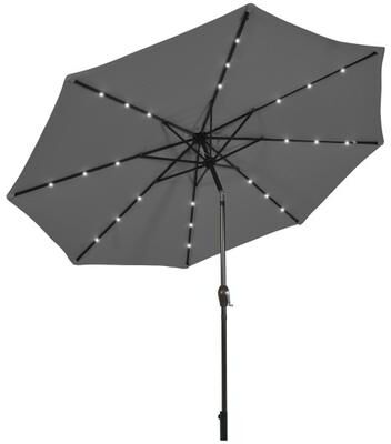 Costway 10 Feet Outdoor Patio Umbrella with Bright Solar LED Lights-Gray