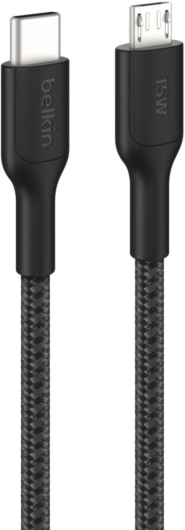 Belkin USB-Kabel "BoostCharge Pro USB-C / Micro-USB geflochten 15 W", schwarz, 100cmcm, Kabel, USB-Kabel