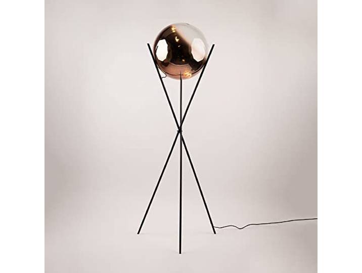 s.luce Orb Tripod Glaskugel Stehlampe Dreibein Wohnzimmerlampe Dimmbar, Glasfarbe Kupfer Verlauf, Dreibein Schwarz