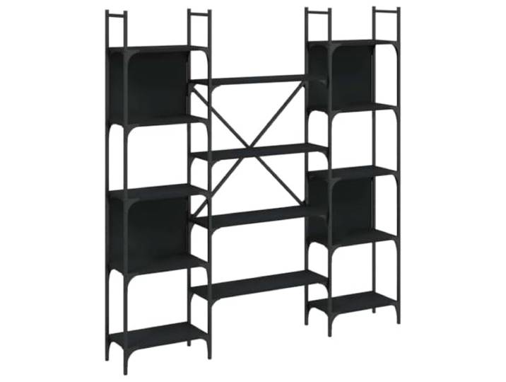 GFMGUEMV Standregal Bücher, 155,5x24x166,5 cm Regal aus Holzwerkstoff und pulverbeschichtetem Stahl, offene Fächer für Bücher, Dekoration und mehr, vielseitig einsetzbar in Wohnzimmer,