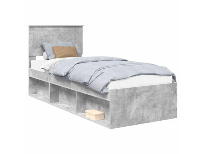 ZQQLVOO Bettrahmen Beton Grau 75 x 190 cm Massives Kiefernholz Holzwerkstoffrahmen, fester Lattenrost, Kopfteil Kiefernholz, minimalistisch, pflegeleicht