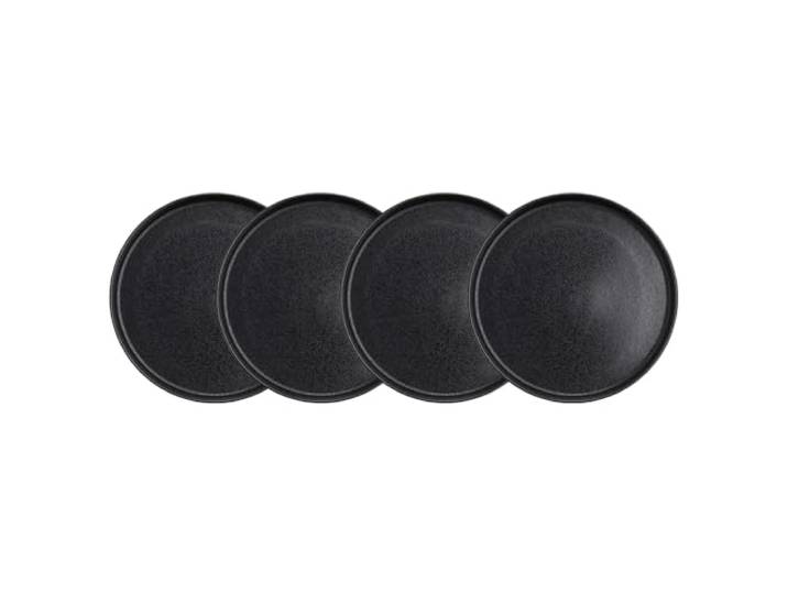 BUTLERS 4er-Set Frühstücksteller Steinzeug - CASA NOVA - Farbe Schwarz - ø 23 cm - Kuchenteller für Gebäck & Nachspeisen - Dessertteller für Brot & Aufschnitt - Skandi-Design