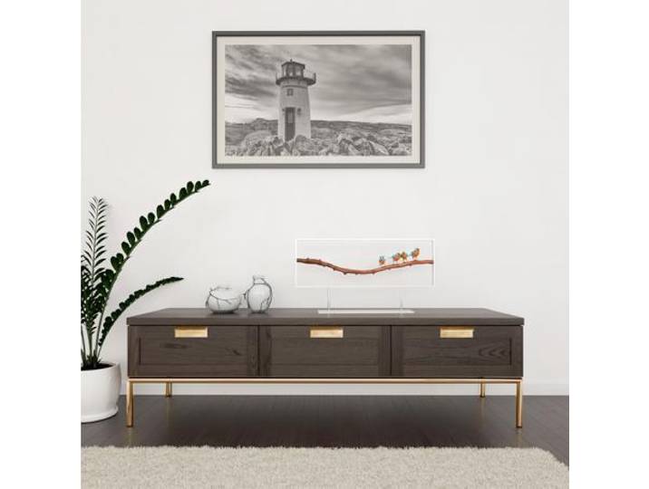 Lowboard HOME AFFAIRE, schwarz (schwarz, messing), B:150cm H:40cm T:44cm, Sideboards, Lowboard, Kommode, Holzfurnier aus Walnussbaum, skandinavisches Design