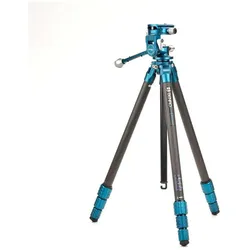 Benro TSSL08CPHVF2 SuperSlim Carbon Video Stativ Kit (Carbon), Stativ, Blau, Schwarz, Silber