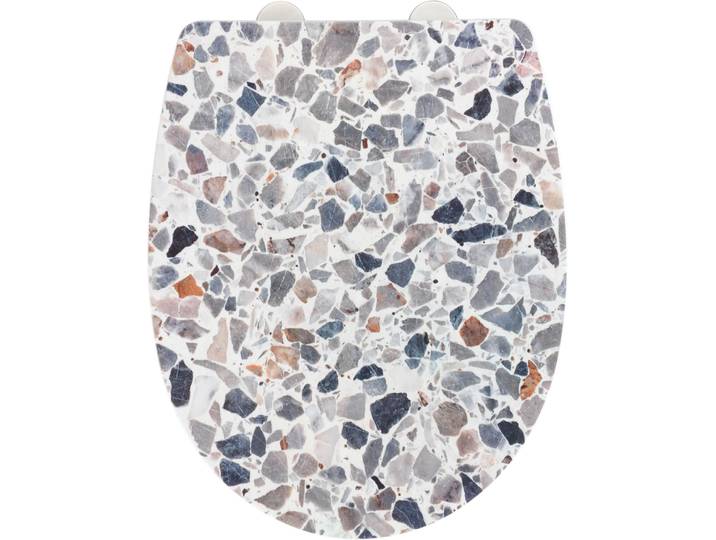 WC-Sitz WENKO Terrazzo High Gloss , bunt, B:36,5cm L:45cm, Edelstahl, Thermoplast, WC-Sitze, WC-Sitz, Thermoplast
