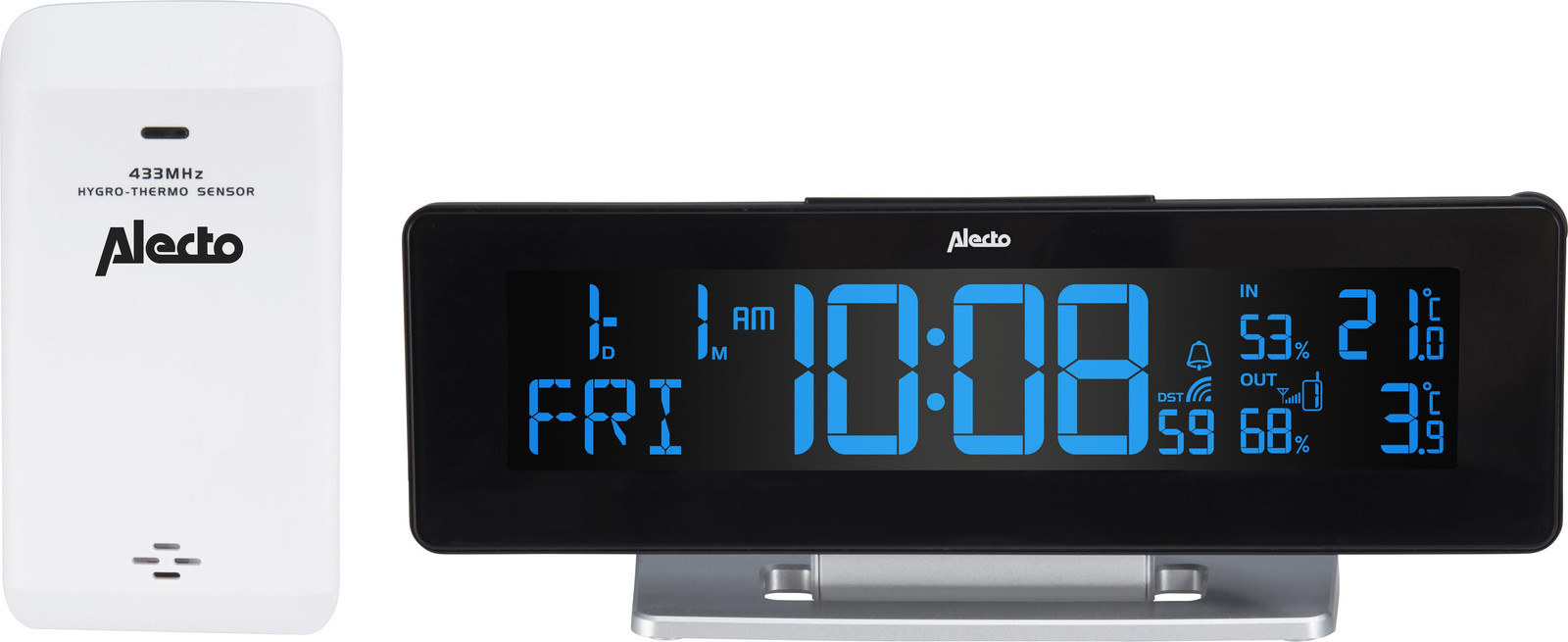 Alecto WS-2500 Draadloos Weerstation met Buitensensor en Groot Display, Zwart