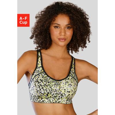 Sport-BH LASCANA ACTIVE, Damen, Gr. 75, Cup D, schwarz (schwarz, print), Microtouch, Obermaterial: 76% Polyamid, 24% Elasthan, BHs Sport-BH, mit integrierten Schalen im Cup