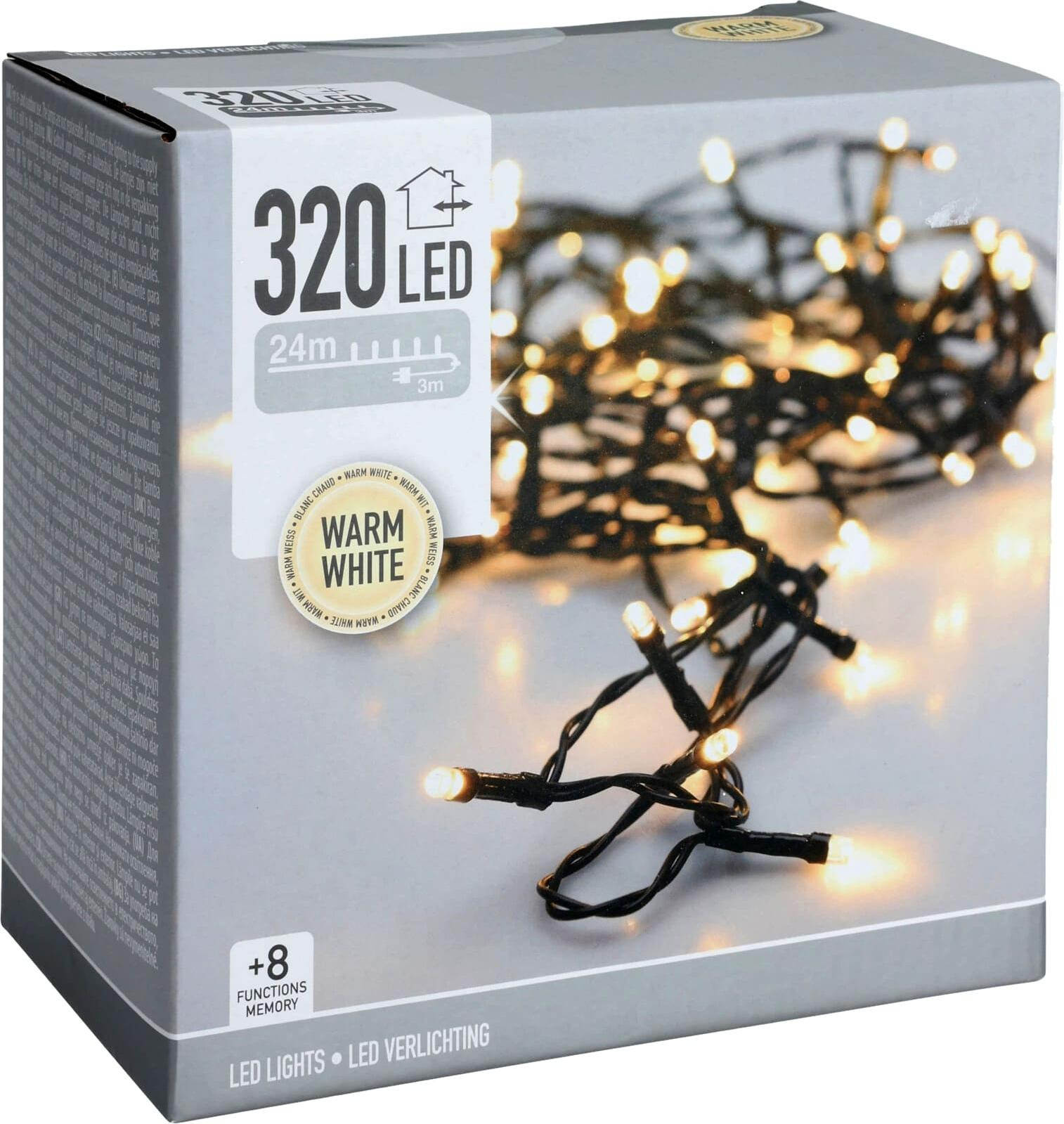 Koopman LED-lichtketting warmwit met 320 LED's voor binnen en buiten, 27 meter