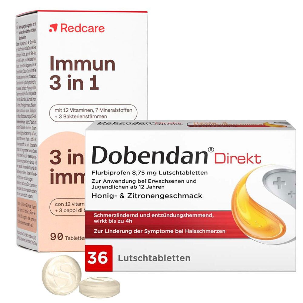 Dobendan Direkt Flurbiprofen 8,75 mg Lutschtabl. + Immun 3in1 RedCare Tabletten 90+36 St Lutschtabletten