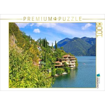 CALVENDO Puzzle Villen am Ufer des Luganer Sees | 1000 Teile Lege-Größe 64x48cm Foto-Puzzle für glückliche Stunden