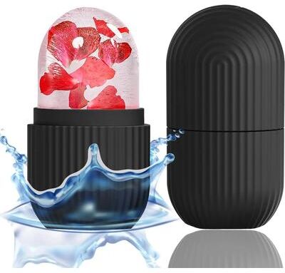 Uplift Treasures Silicone Ice Face Roller For Skincare black
